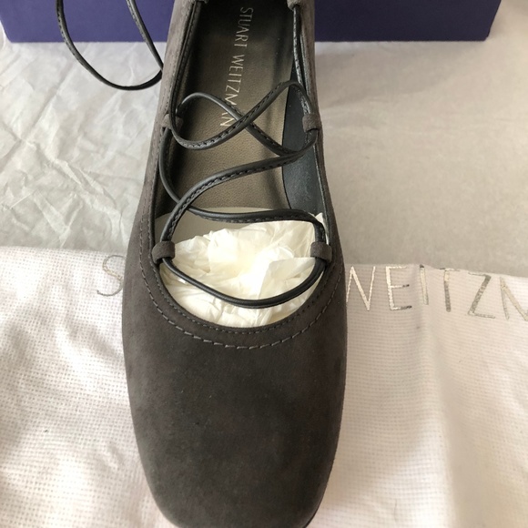 Stuart Weitzman Cordon Lace-Up Ballerina Pump 8M - Picture 7 of 8